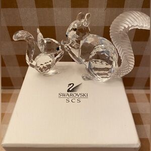 Swarovski Crystal 1997 SCS 10th Anniv. Squirrel & Smaller Squirrel Combo